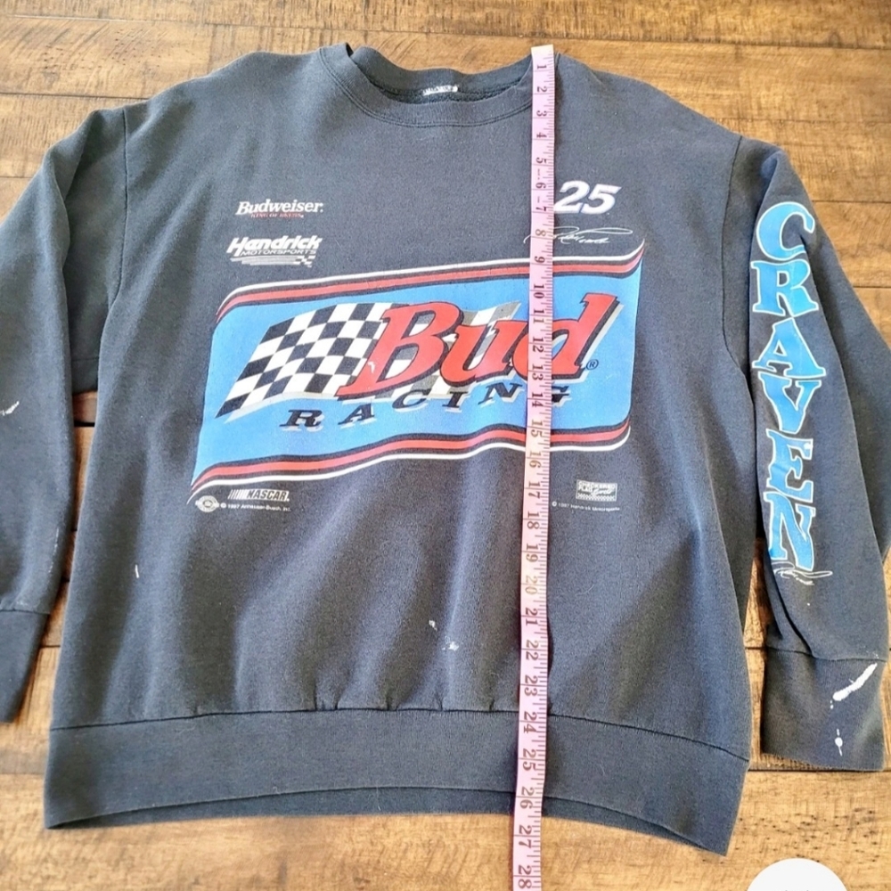 Vintage 1997 Budweiser Racing NASCAR Crewneck Sweatshirt Ricky Craven 25 USA - Picture 9 of 10